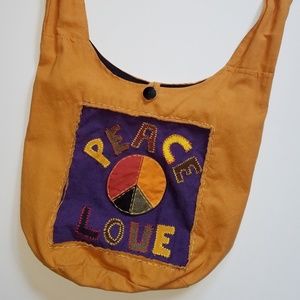 Patchwork Peace Love Cross Body Bag | Made @ Nepal